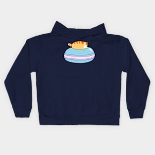 Orange Tabby Cat and Blue Macaroon Kids Hoodie